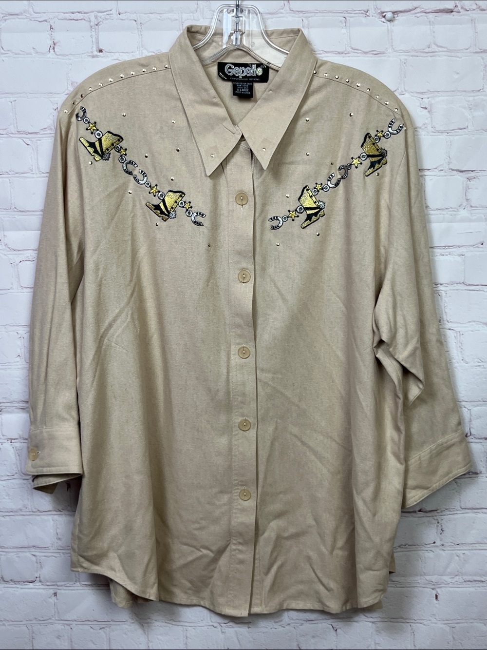 Vintage Gepetto Embellished Western Button Up Blouse
